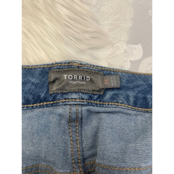 TORRID Cut Off  Blue Jean Shorts Button Fly Size 24 Stretch - Picture 4 of 9